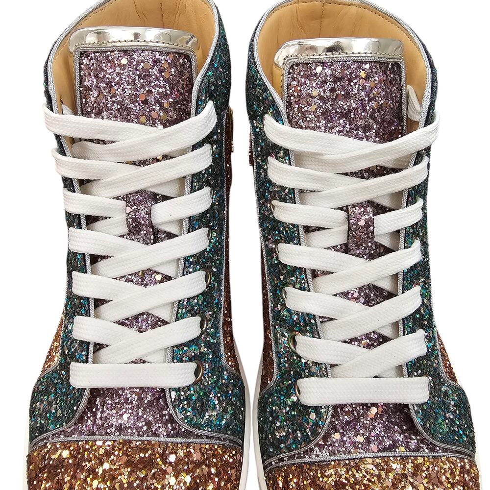 Christian Louboutin Bip Bip Orlato Size 40.5 US 10.5 Glitter High Top Sneakers - Picture 8 of 11